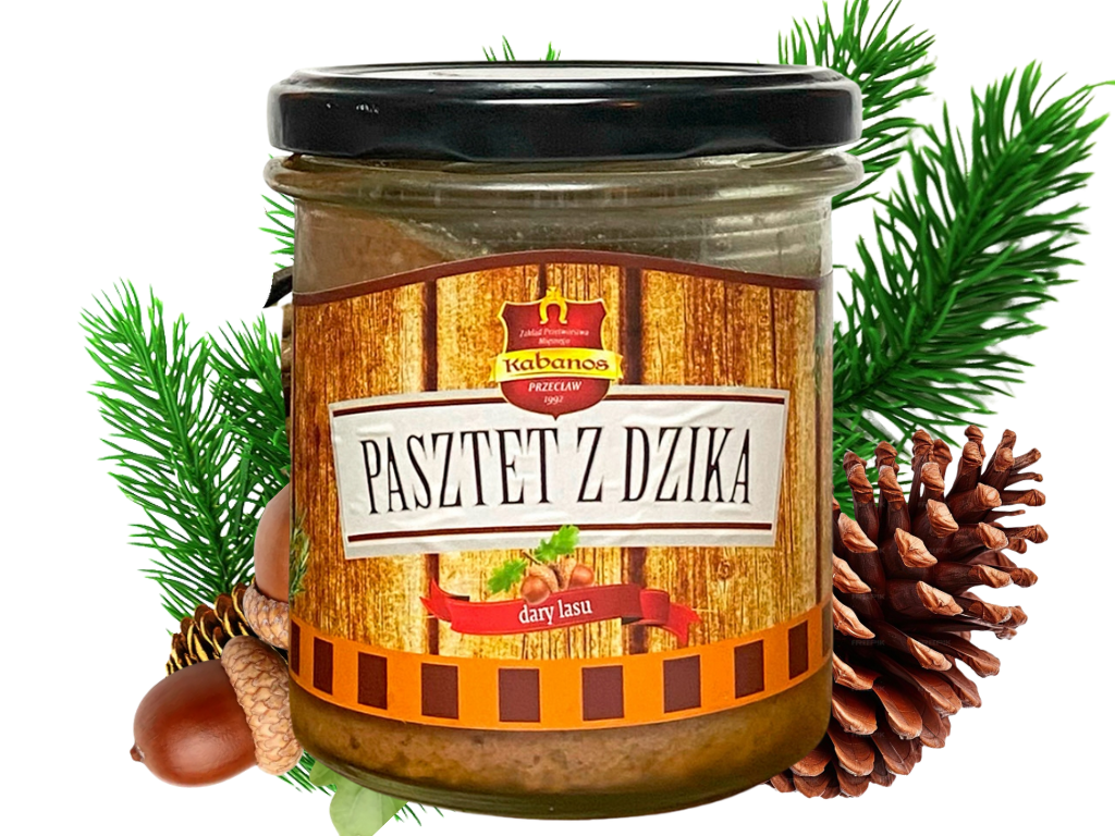 naturalny z dużą ilością mięsa bez konserwantów i sztucznych barwników pasztet z dzika