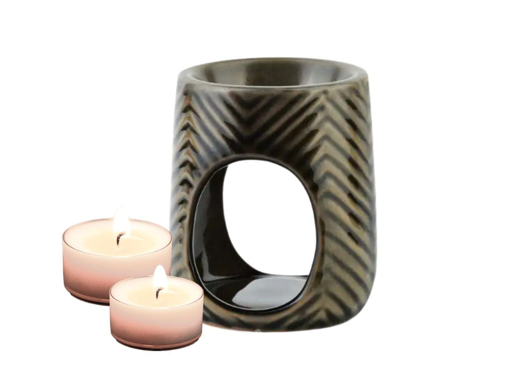 brązowy kominek ceramiczny na woski zapachowe ciekawy nowoczesny kształt