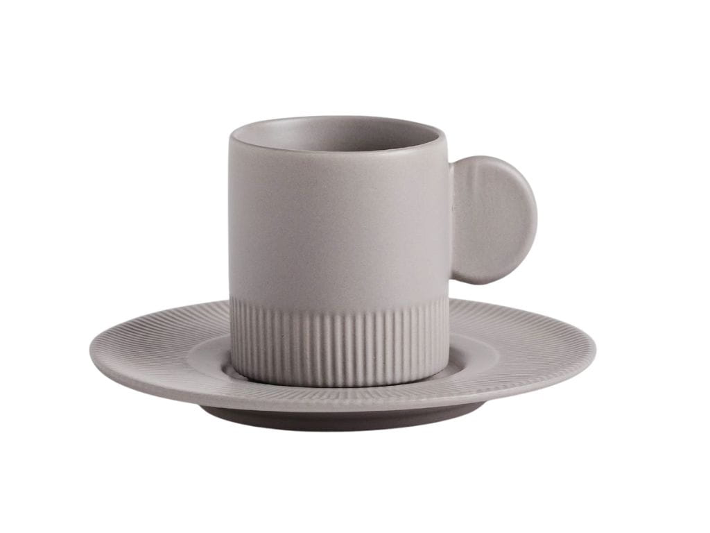 szara nowoczesna filiżanka porcelanowa, minimalistyczny kształt