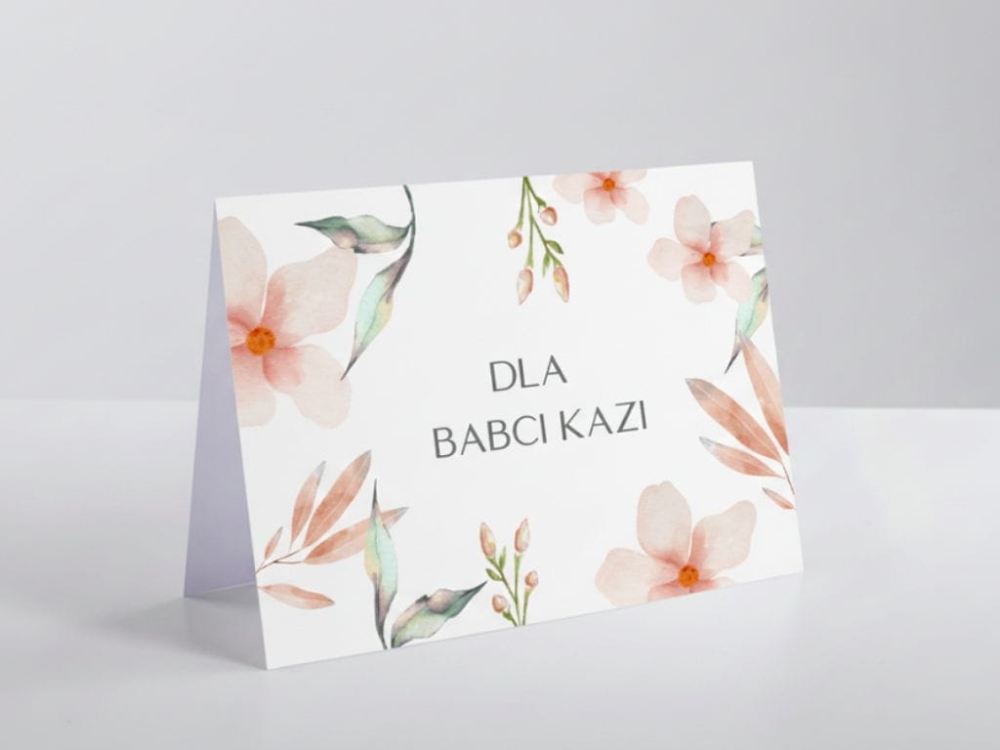 Kartka okolicznościowa na Dzień Babci i Dziadka z fotografią wnuka, wysoka jakość druku, satynowy papier i elegancka koperta w zestawie.