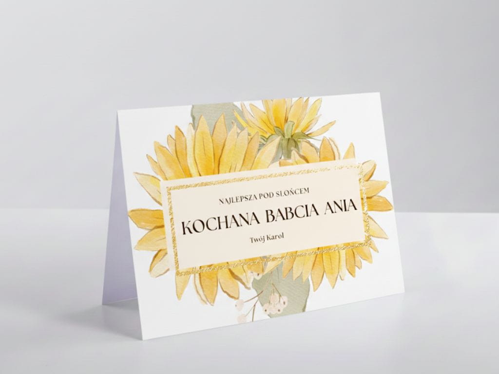 Prezent na Dzień Babci i Dziadka – personalizowana kartka ze zdjęciem dzieci, piękny druk, klasyczna forma i sentymentalna pamiątka na lata.