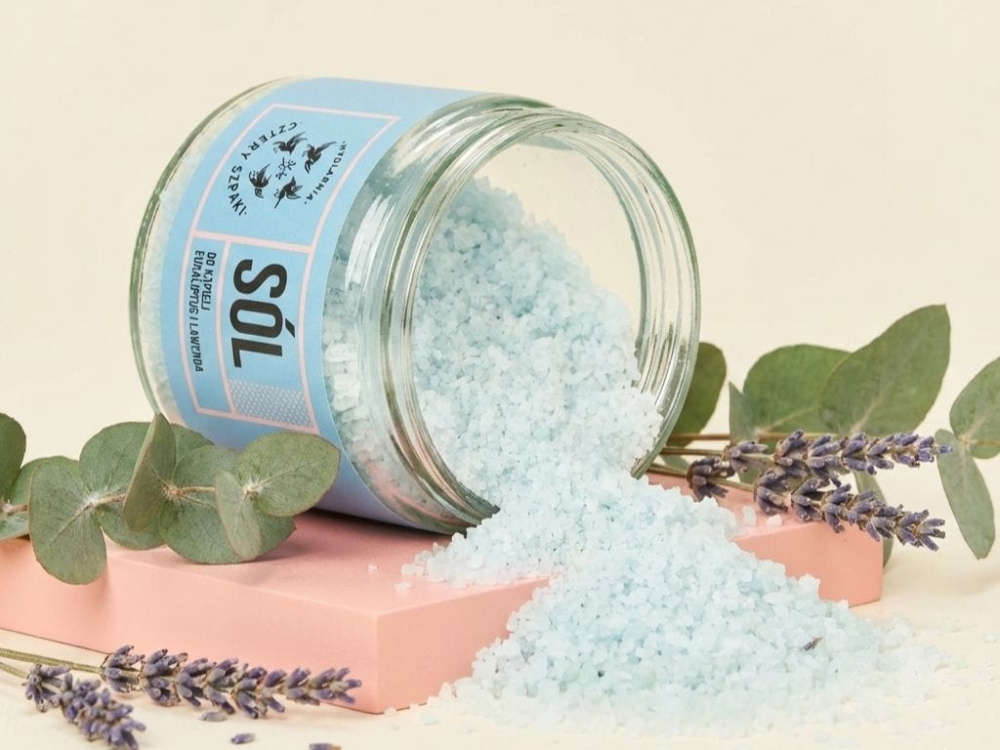 Aromaterapeutyczna sól do kąpieli z eukaliptusem i lawendą – domowe SPA, odprężenie mięśni, wyciszenie i regeneracja.