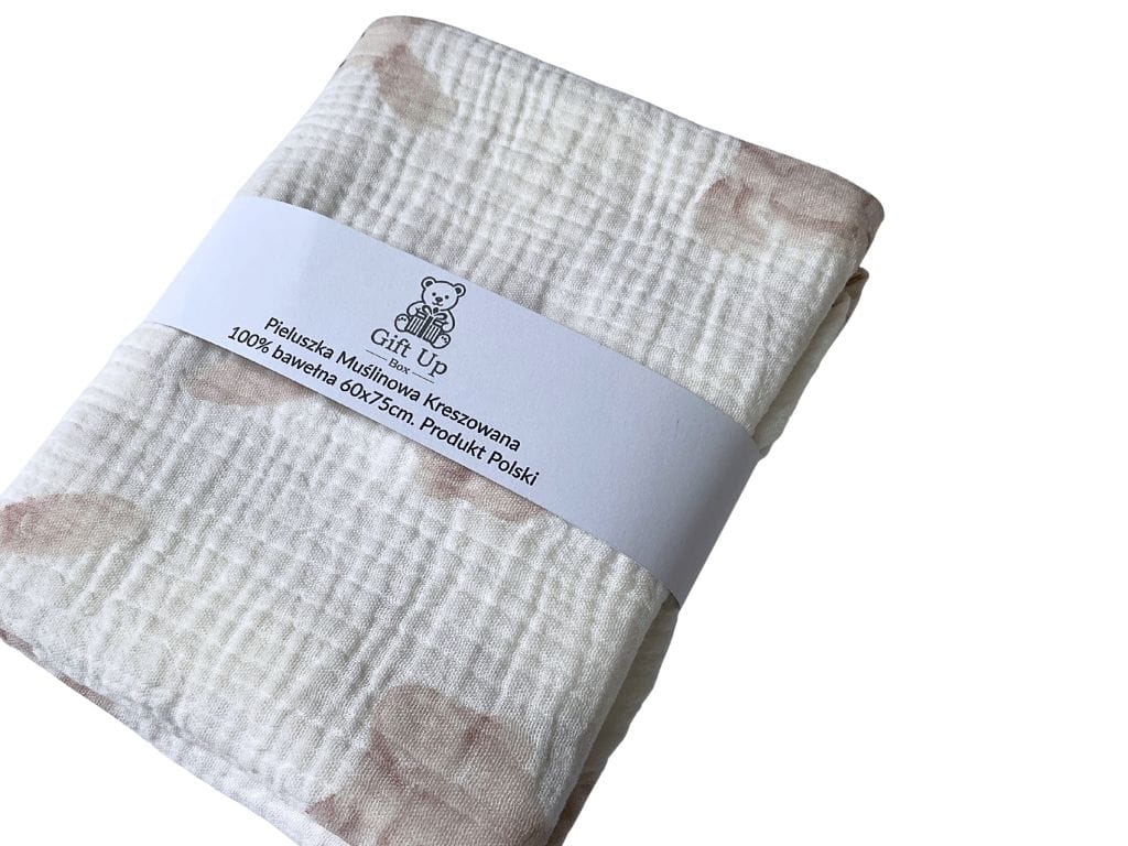 Kreszowana pieluszka muślinowa 100% bawełna to miękka, przewiewna i wytrzymała tetra dla niemowląt. Idealna od pierwszych dni życia – do otulania, karmienia i pielęgnacji dziecka.