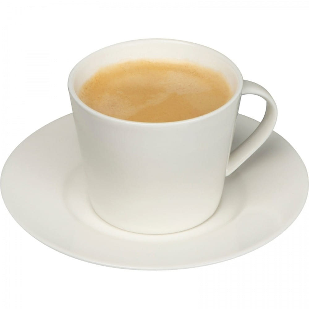 Biała klasyczna porcelanowa filiżanka ze spodkiem 220 ml. Elegancki, ponadczasowy zestaw do kawy i herbaty. Trwała porcelana, idealna do domu, biura i na prezent.
