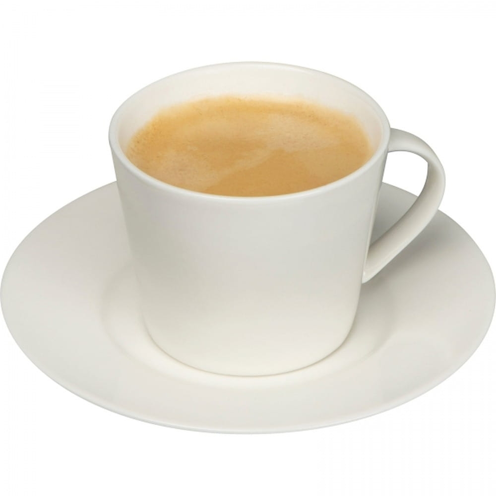 Biała klasyczna porcelanowa filiżanka ze spodkiem 220 ml. Elegancki, ponadczasowy zestaw do kawy i herbaty. Trwała porcelana, idealna do domu, biura i na prezent.