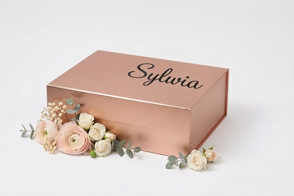 Eleganckie pudełko magnetyczne do personalizacji. Idealne na prośbę o świadkowanie, podziękowania lub wyjątkowy prezent. Minimalistyczny design i możliwość samodzielnego wypełnienia