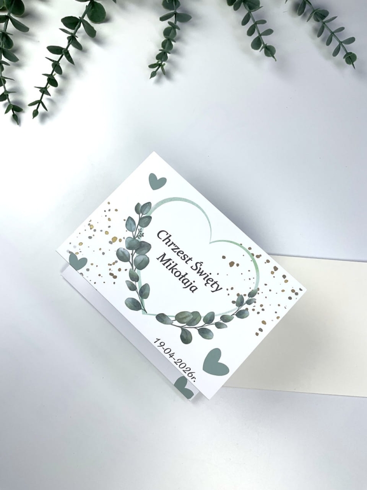 Personalizowana kartka na Chrzest od dziadków z miejscem na 10, 20 i 50 zł.