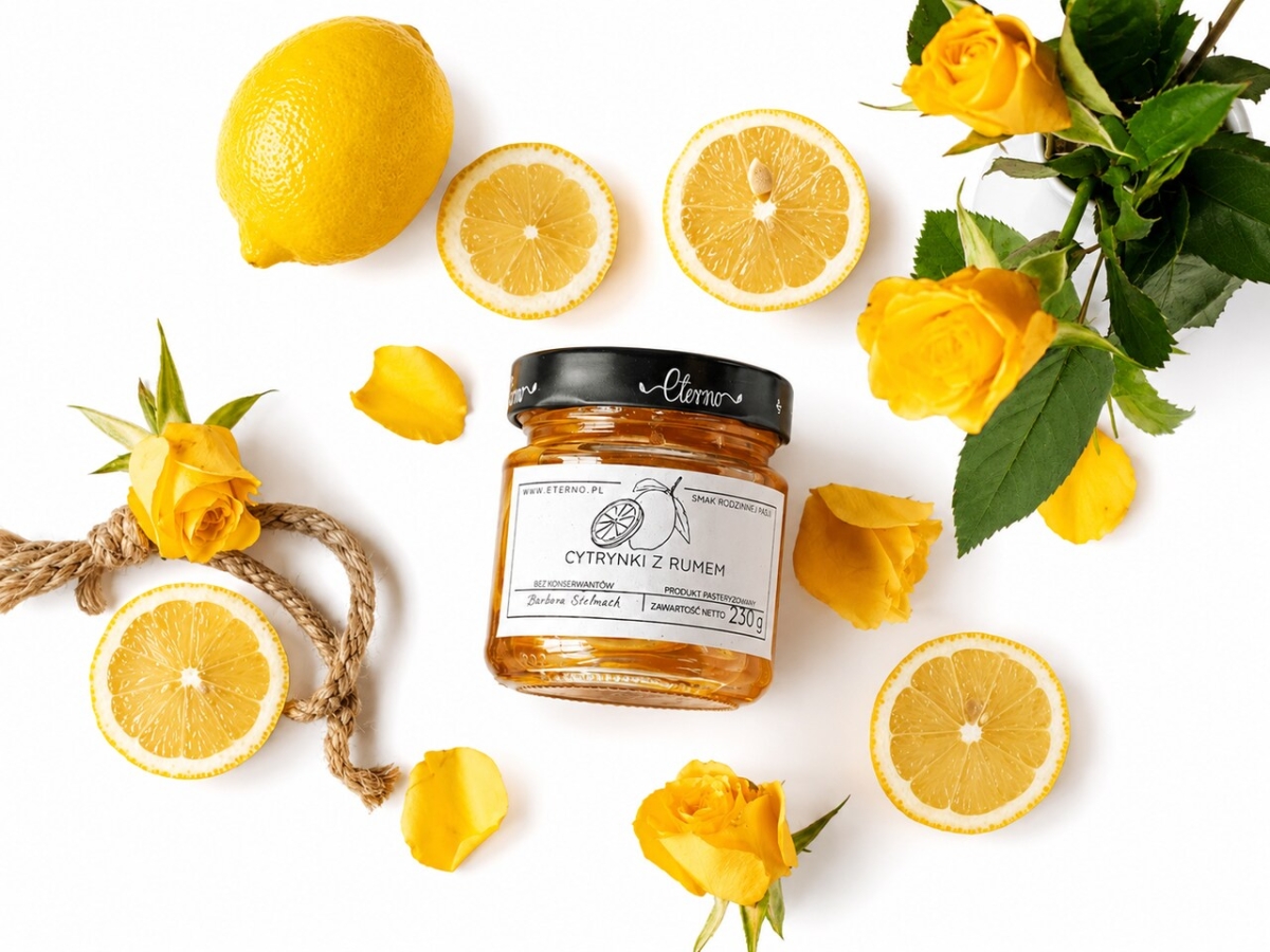 Cytrynki z rumem w syropie 230 g – naturalny dodatek do herbaty, lemoniady, drinków i deserów. Bez konserwantów, bez dodatku wody, z intensywnym smakiem cytryn.