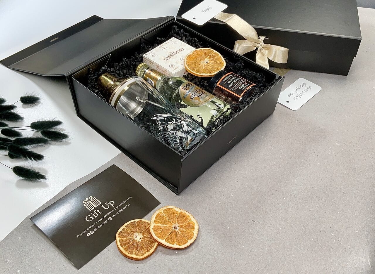 prezent box kosz glamour czarne ciemne kolory