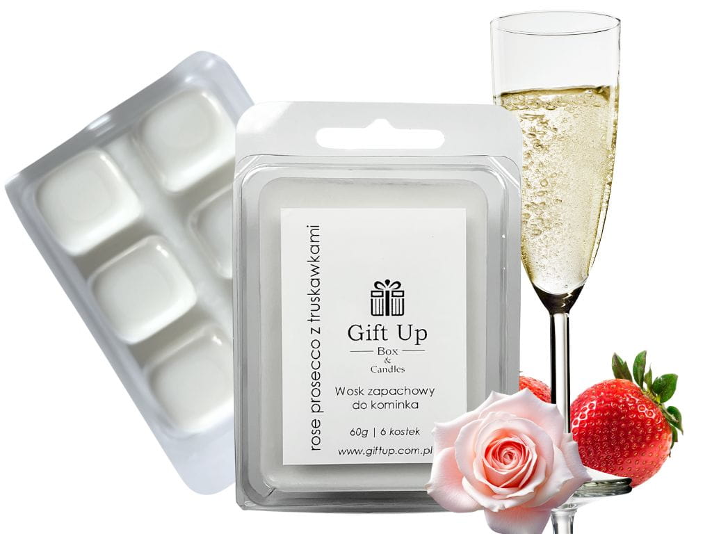 wosk zapachowy sojowy rose prosecco z truskawkami-do kominka podgrzewacza wosk do kominka zapachowego
